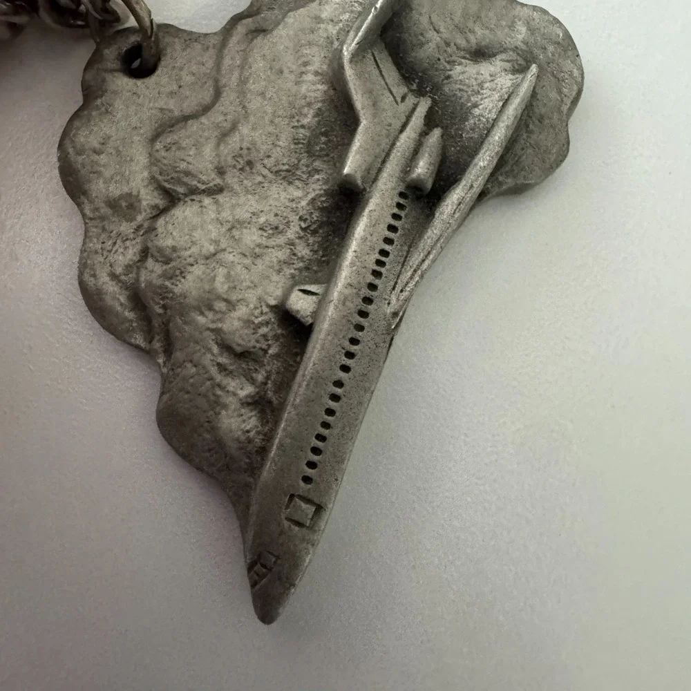 Vintage 1983 I Love to Fly Pewter Keychain Key Ring Airplane by Rawcliffe‎